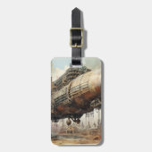 Vintager Steampunk Zeppelin (2) Gepäckanhänger (Vorderseite vertikal)