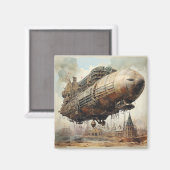 Vintager Steampunk Zeppelin (2) Magnet (Vorderseite/Rückseite)