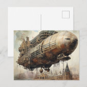 Vintager Steampunk Zeppelin (2) Postkarte (Vorne/Hinten)
