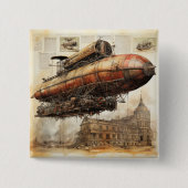 Vintager Steampunk Zeppelin (3) Button (Vorderseite)