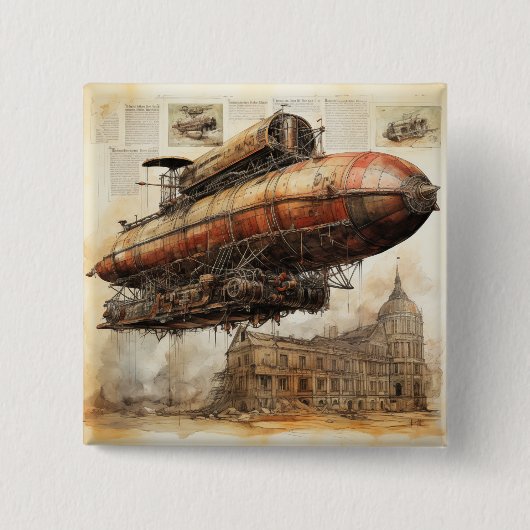 Vintager Steampunk Zeppelin (3) Button (Vorderseite)