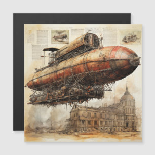 Vintager Steampunk Zeppelin (3) Magnetkarte