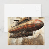 Vintager Steampunk Zeppelin (3) Postkarte (Vorne/Hinten)