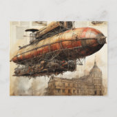 Vintager Steampunk Zeppelin (3) Postkarte (Vorderseite)