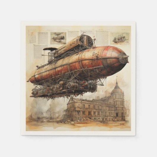 Vintager Steampunk Zeppelin (3) Serviette (Vorderseite)