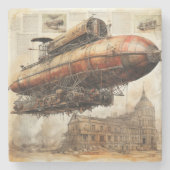 Vintager Steampunk Zeppelin (3) Steinuntersetzer (Vorderseite)