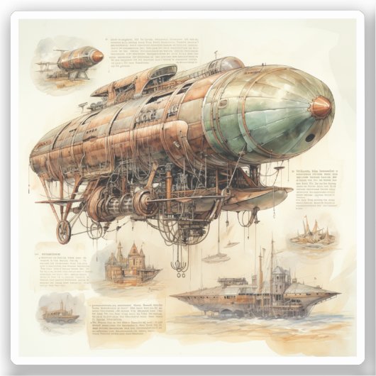 Vintager Steampunk Zeppelin (4) Aufkleber (Vorderseite)