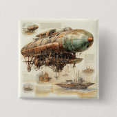 Vintager Steampunk Zeppelin (4) Button (Vorderseite)