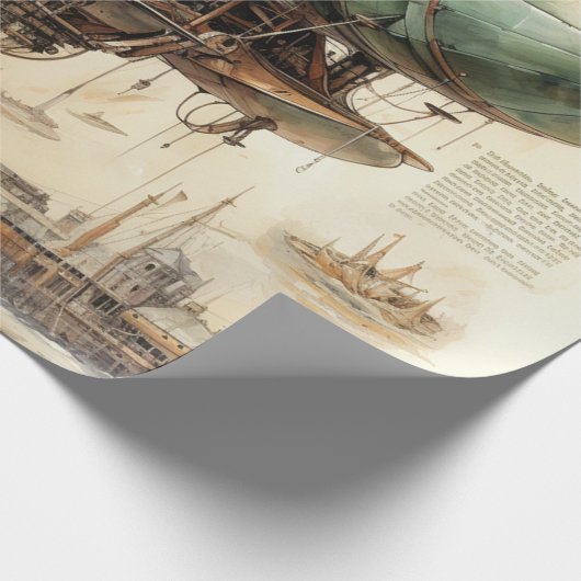 Vintager Steampunk Zeppelin (4) Geschenkpapier (Ecke)