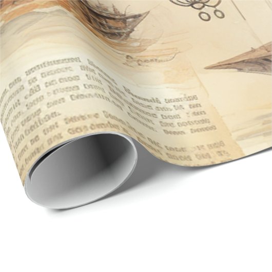 Vintager Steampunk Zeppelin (4) Geschenkpapier (Rolleneckpunkt)