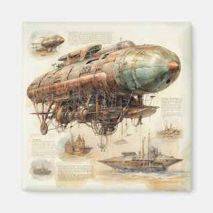 Vintager Steampunk Zeppelin (4) Magnet