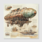 Vintager Steampunk Zeppelin (4) Magnetkarte (Vorderseite)