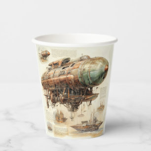 Vintager Steampunk Zeppelin (4) Pappbecher