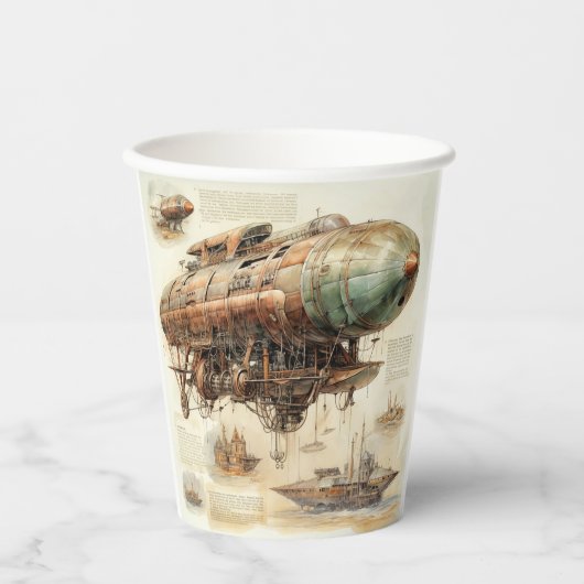Vintager Steampunk Zeppelin (4) Pappbecher (Vorderseite)