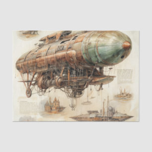 Vintager Steampunk Zeppelin (4) Seidenpapier
