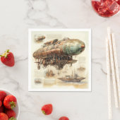 Vintager Steampunk Zeppelin (4) Serviette (Beispiel)
