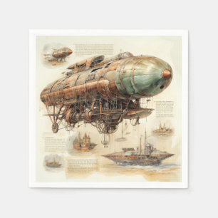 Vintager Steampunk Zeppelin (4) Serviette