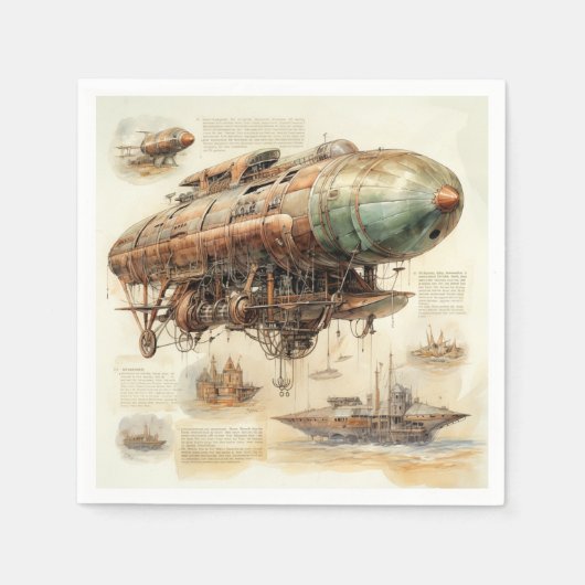 Vintager Steampunk Zeppelin (4) Serviette (Vorderseite)