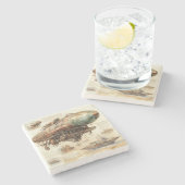 Vintager Steampunk Zeppelin (4) Steinuntersetzer (Seitenansicht)