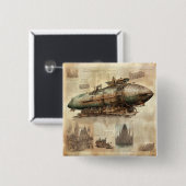 Vintager Steampunk Zeppelin (5) Button (Vorne & Hinten)