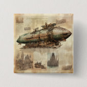 Vintager Steampunk Zeppelin (5) Button (Vorderseite)