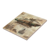 Vintager Steampunk Zeppelin (5) Fliese (Seite)