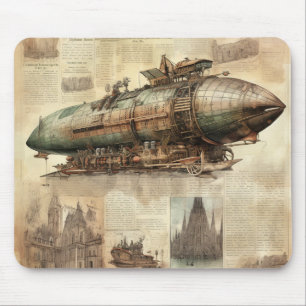 Vintager Steampunk Zeppelin (5) Mousepad