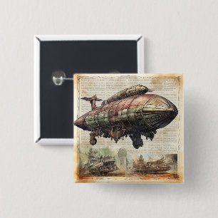 Vintager Steampunk Zeppelin (6) Button