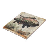 Vintager Steampunk Zeppelin (6) Fliese (Seite)