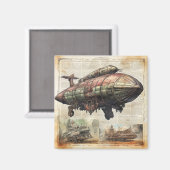 Vintager Steampunk Zeppelin (6) Magnet (Vorderseite/Rückseite)