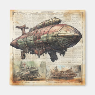 Vintager Steampunk Zeppelin (6) Magnet