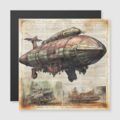 Vintager Steampunk Zeppelin (6) Magnetkarte (Vorne/Hinten)