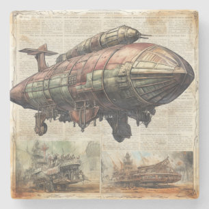Vintager Steampunk Zeppelin (6) Steinuntersetzer