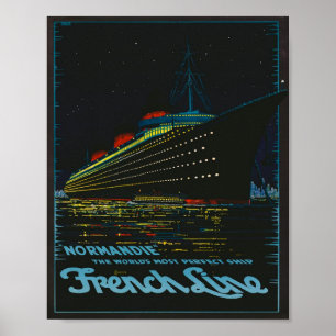 Vintager Steamschiff-Kreuzfahrtschiff der 1930er J Poster