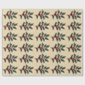 Vintager Stechpalmesprig-glückliche Feiertage Geschenkpapier (Flach)