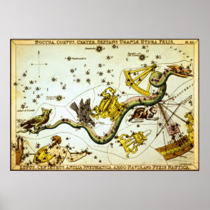 Vintager Stern-Konstellations-Atlas Poster