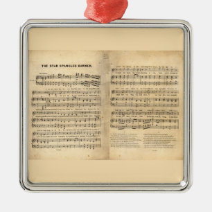 Vintager Stern Spangled Fahnen-Lied-Blatt-Texte Ornament Aus Metall