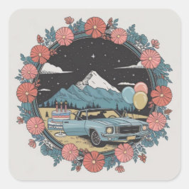 Vintager Sticker für das Geburtstagsabenteuer