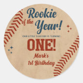 Vintager Sticker zum 1. Geburtstag Baseball (Vorderseite)