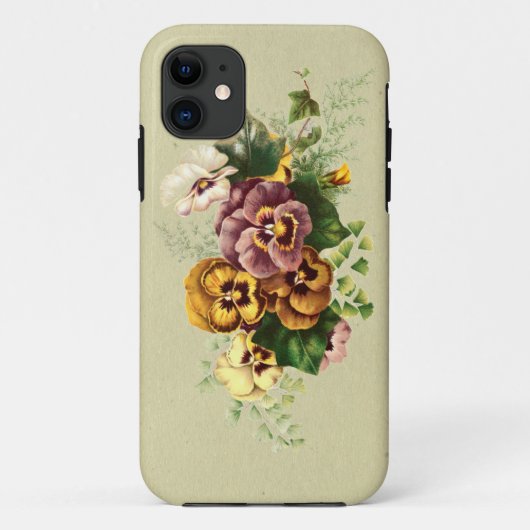 Vintager Stiefmütterchen-Blumenstrauß Case-Mate iPhone Hülle (Rückseite)