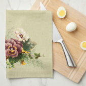 Vintager Stiefmütterchen-Blumenstrauß Küchentuch (Viertel Falte)