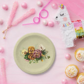 Vintager Stiefmütterchen-Blumenstrauß Pappteller (Party)