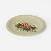 Vintager Stiefmütterchen-Blumenstrauß Pappteller (Schrägansicht)