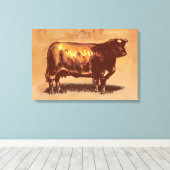 Vintager Stier Leinwanddruck (Insitu (Holzboden))