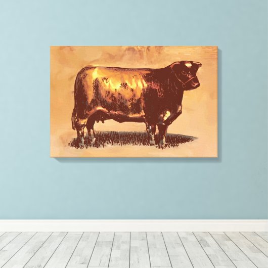 Vintager Stier Leinwanddruck (Insitu (Holzboden))
