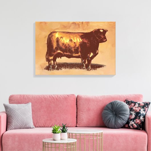 Vintager Stier Leinwanddruck (Insitu (Wohnzimmer))