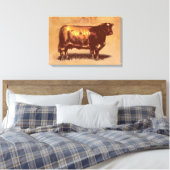 Vintager Stier Leinwanddruck (Insitu (Schlafzimmer))