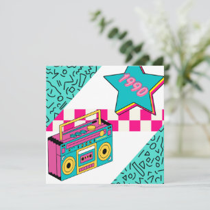 Vintager Stil 1990 Stereo Einladung