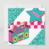 Vintager Stil 1990 Stereo Einladung (Vorderseite)