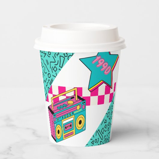 Vintager Stil 1990 Stereo Pappbecher (Rückseite)